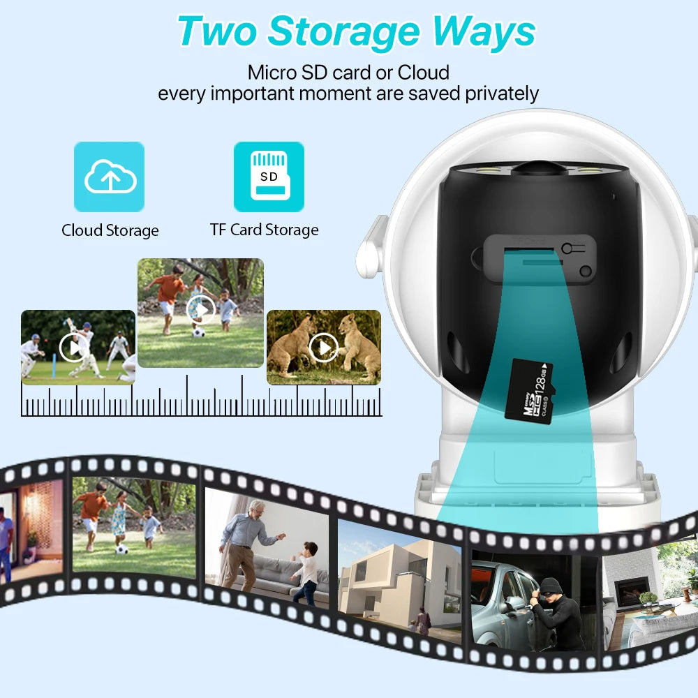 6x Zoom Solar PTZ Camera 4K 8MP HD Outdoor WiFi Wireless IP Camara Solar Panel Security Built in Battery PIR Human 4MP iCsee