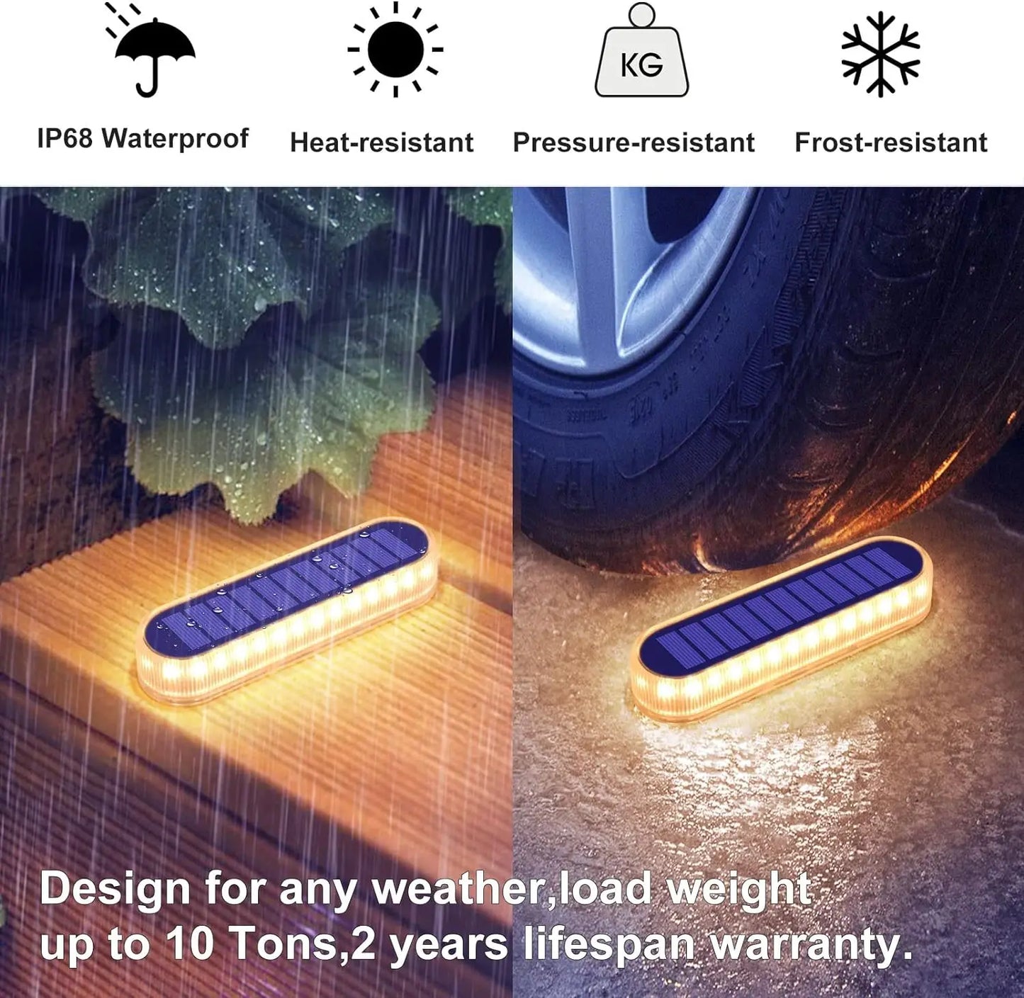 Solar Deck Lights 4 Pack Outdoor Step Lights Waterproof IP68 Led Solar Garden Lights for Railing Stairs Fence Yard Patio Pathway