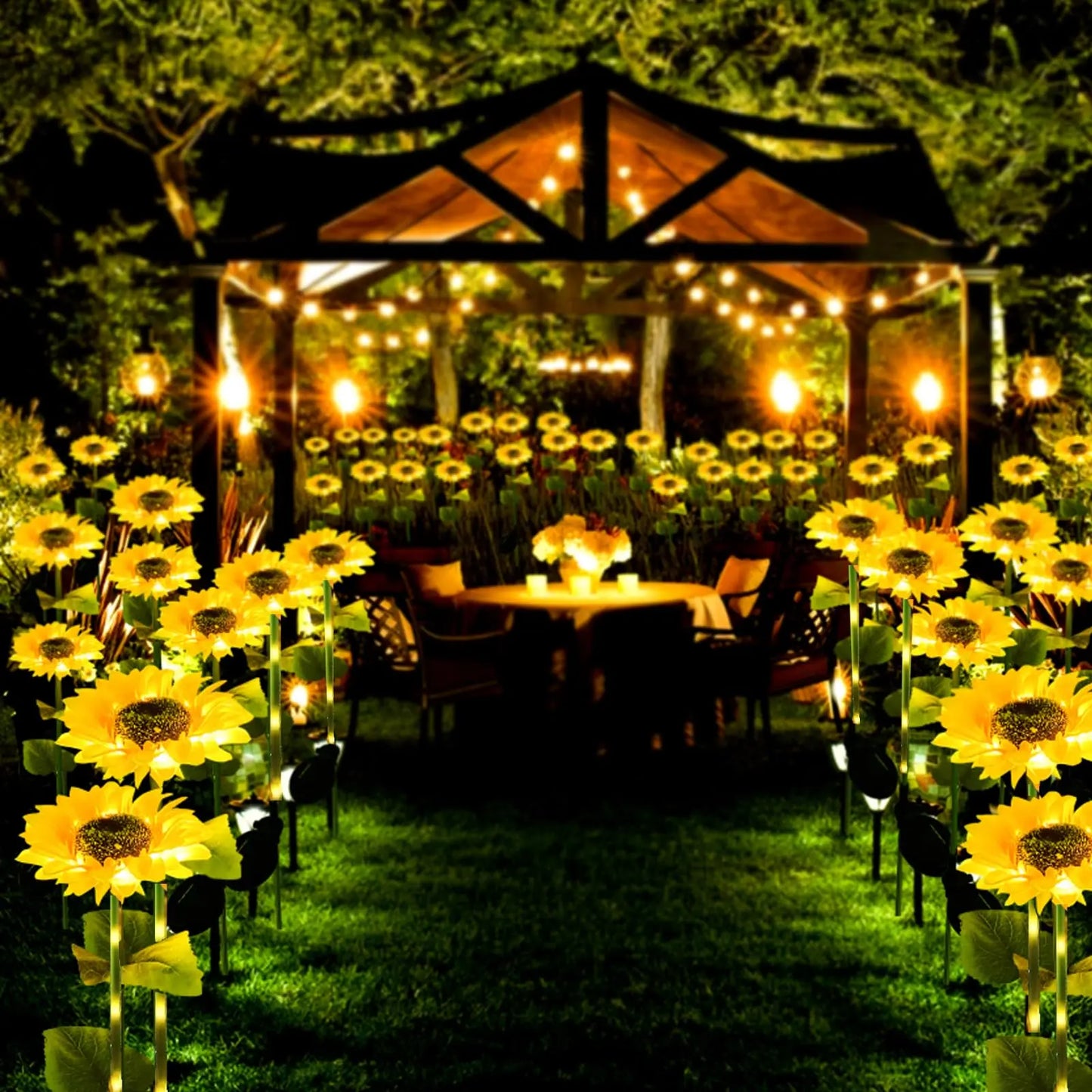 Solar Outdoor Lights Sunflower Garden Decor Waterproof Solar Flower Light Outside for Yard Patio Landscape Patio Walkway Pathway