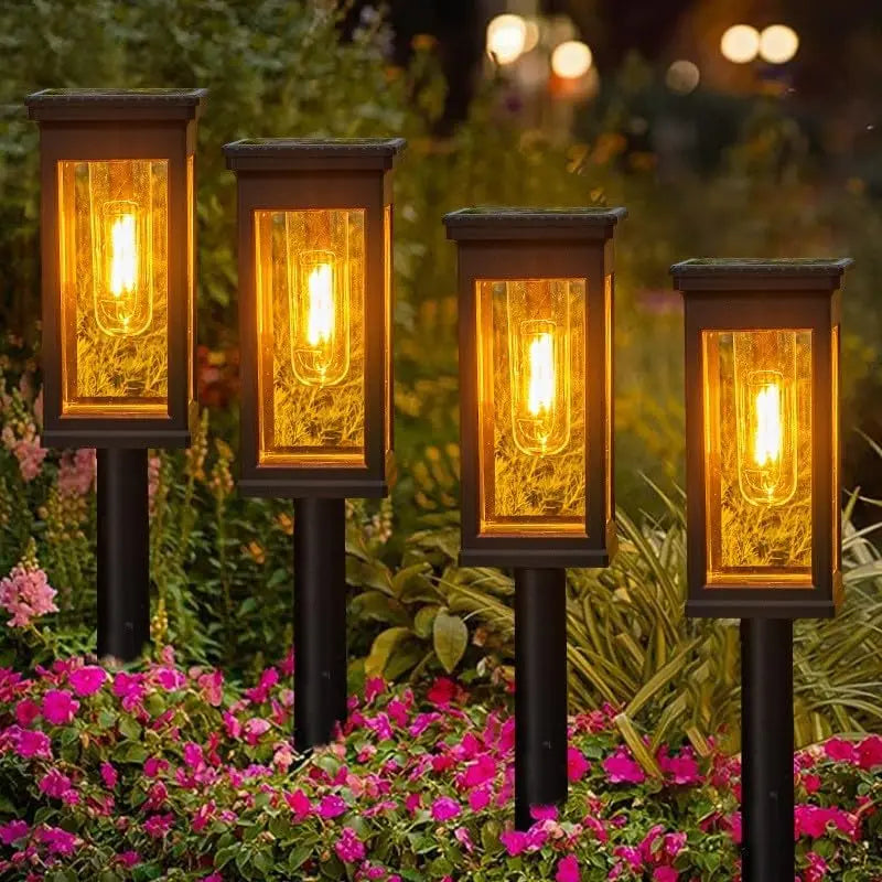 Solar Powered Incandescent Bulbs Pathway Lights Waterproof Garden Walkway Yard Backyard Lawn Landscape Lighting
