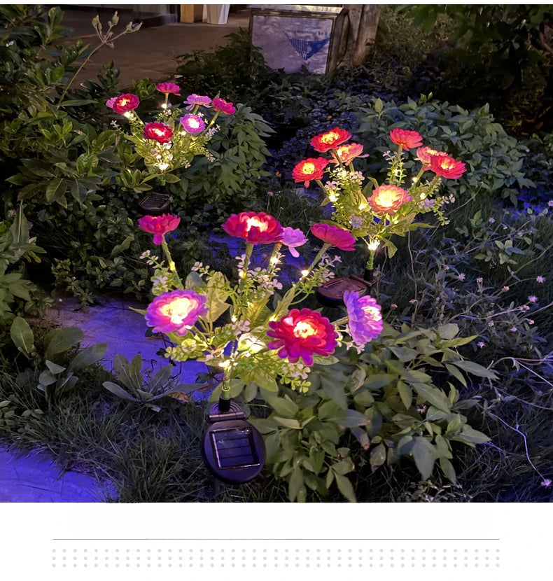 Solar Carnations Flower Lights Snow Lotus Outdoor Decoration Courtyard Garden Villa Atmosphere Lawn Ground Lights
