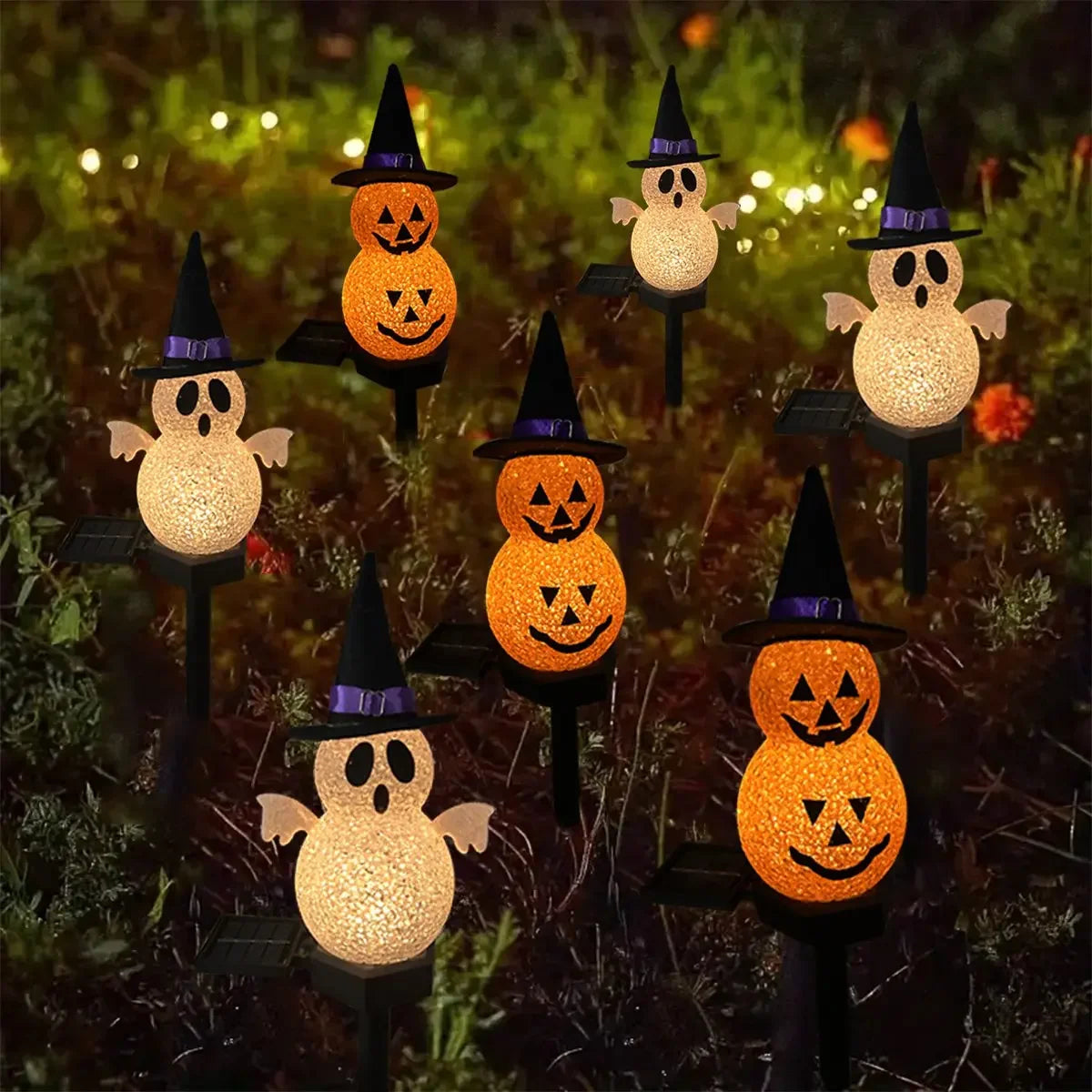 1/2PC 3D Halloween Pumpkin And Ghost Solar Lights Easy Installation Portable Solar Powered Waterproof Landscape Lamp Garden lamp