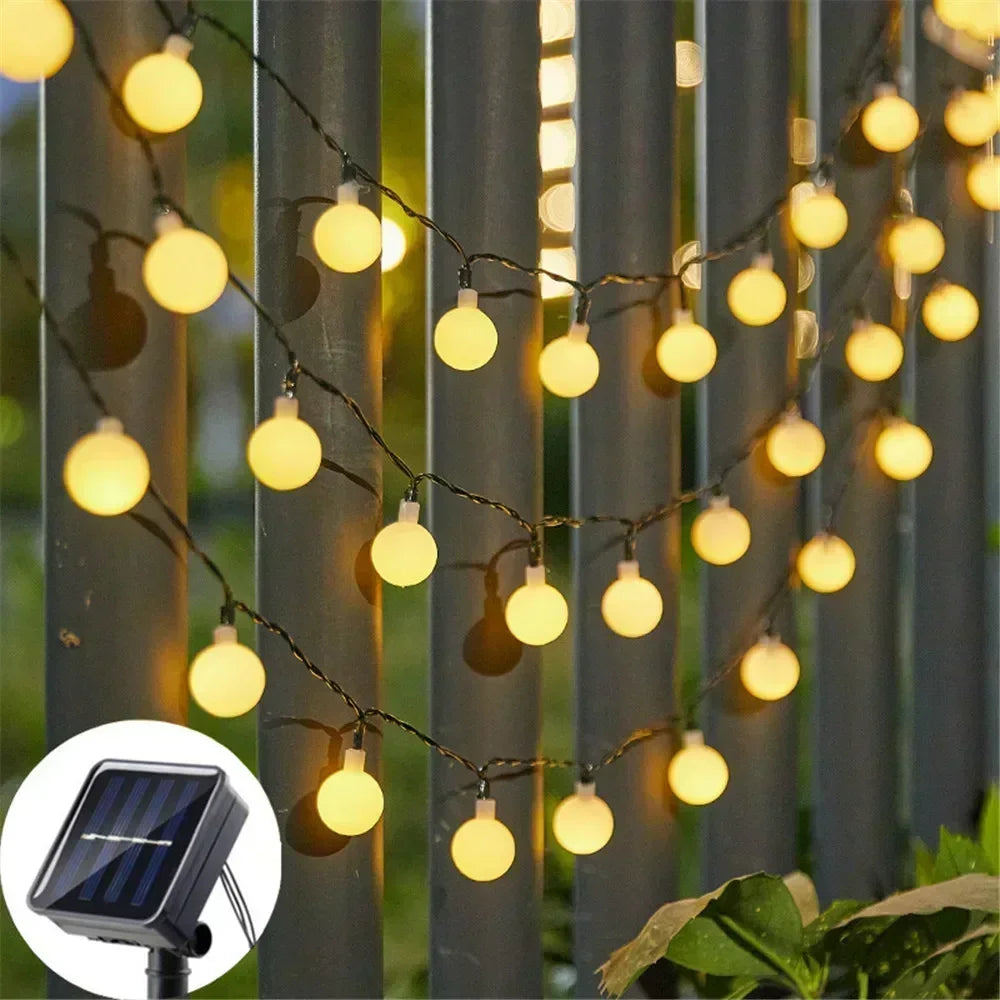 Solar String Light Outdoor Small Ball Lights with 8 Modes Waterproof Solar Powered Patio Light for Garden Christmas Halloween