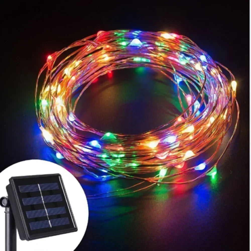 100 LED Solar Fairy Waterproof Copper Wire String Lights Christmas Party Garland Solar Power Lamp for Outdoor Garden Wedding