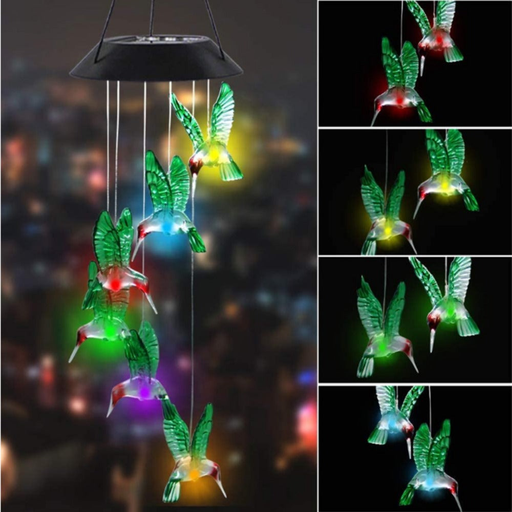 Solar Light Butterfly Windchime Light Rechargeable Christmas All Hallows' Day Party Atmosphere Landscape Balcony Decoration Lamp