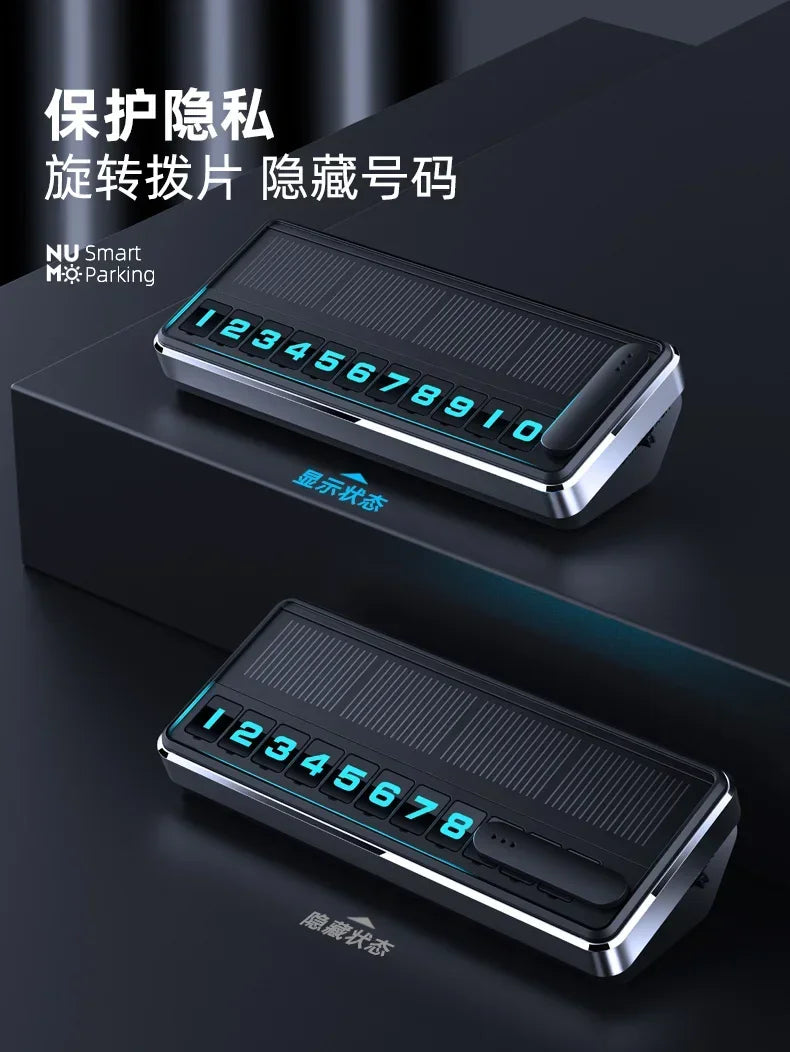 Solar Car Phone Number Plate Led Lighting Temporary Parking Card Hidden Plates Car Park Stop Multiple Number Parking Gadgets