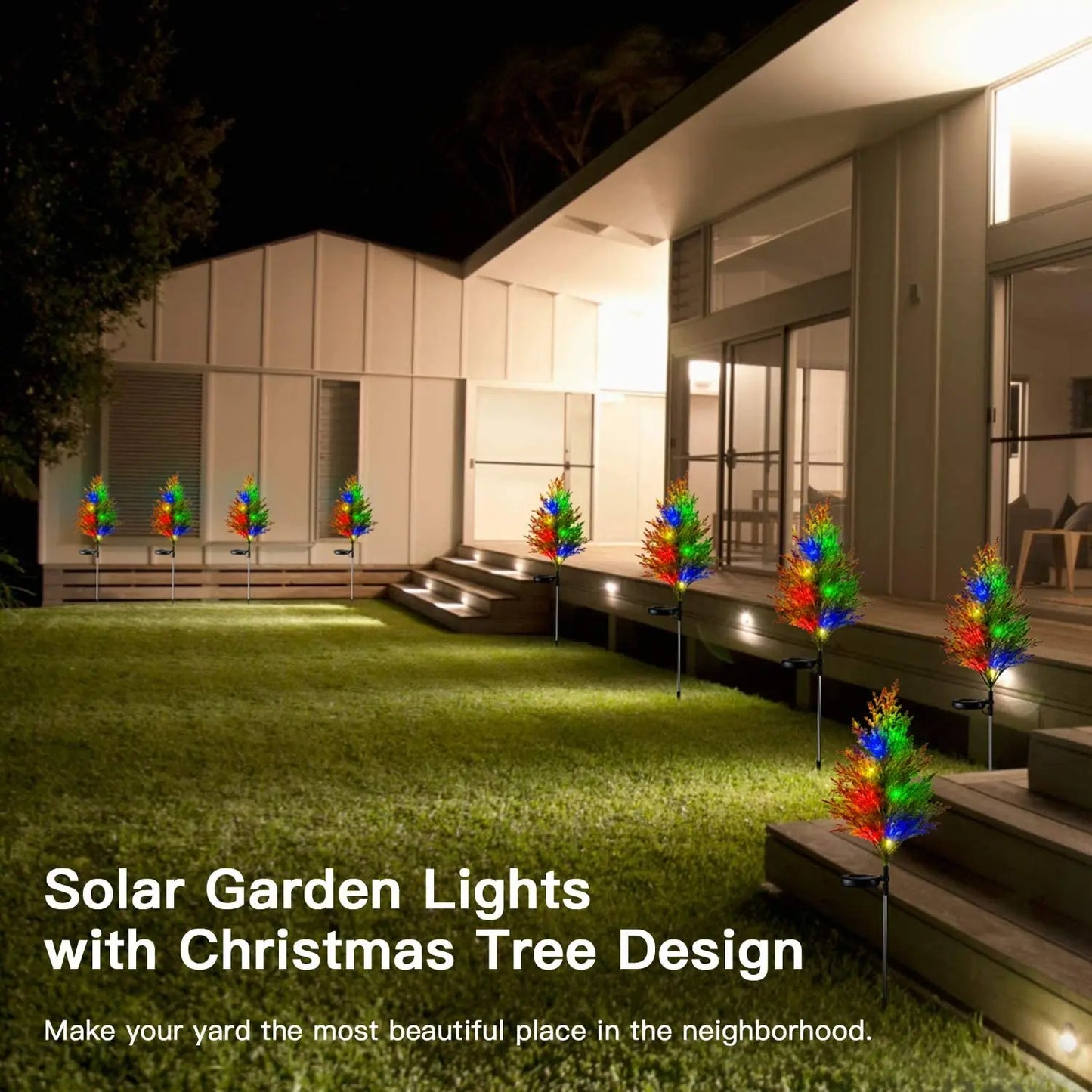 1pcs Solar Christmas Pine and Cypress Lawn Lamp LED Festive Garden Spike Decorative Standing Garden Lamp Waterproof Garden Spot