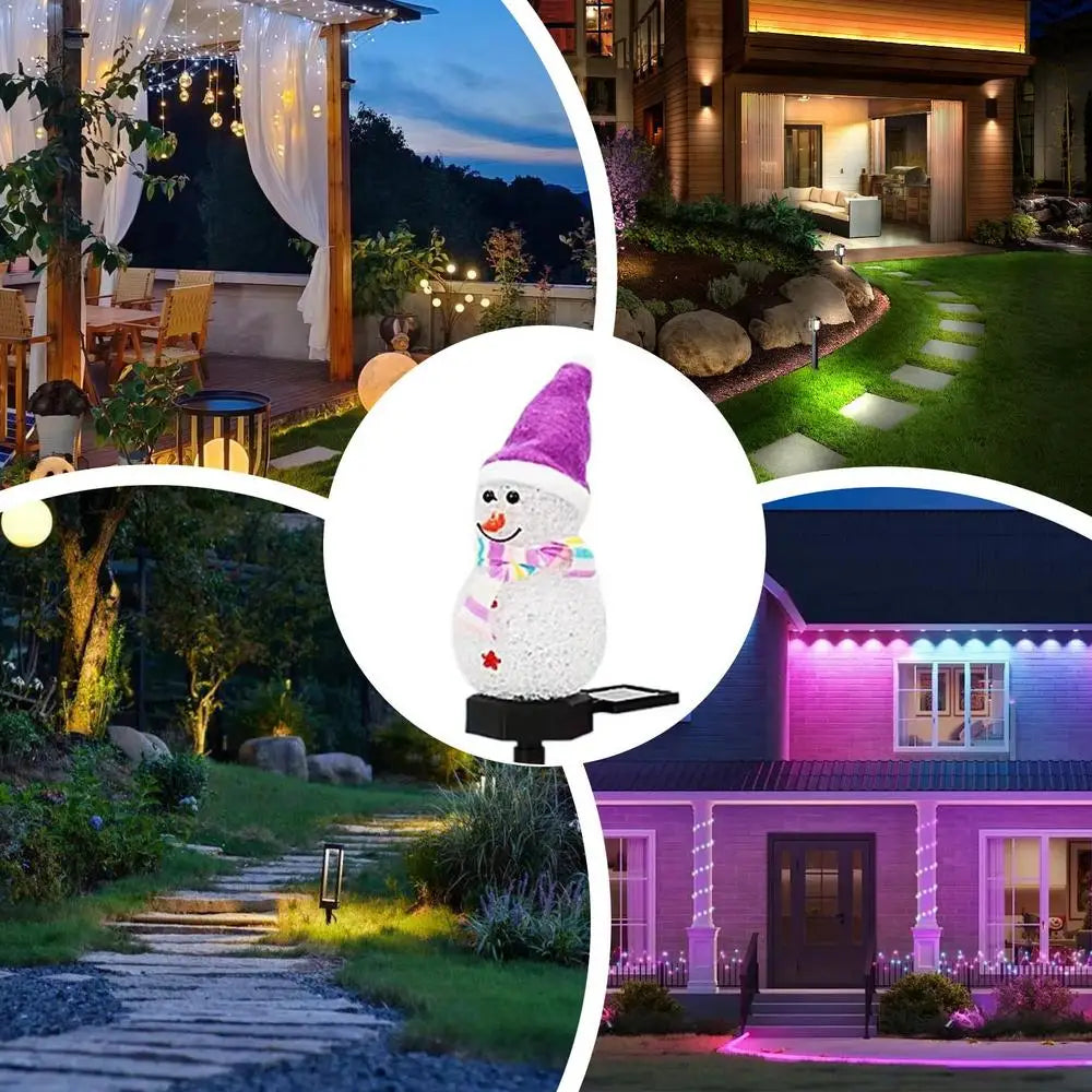 Snowman Stake Lights Solar Powered Snowman Lights Waterproof Solar Christmas Decorations Outdoor Solar Energy For Christmas