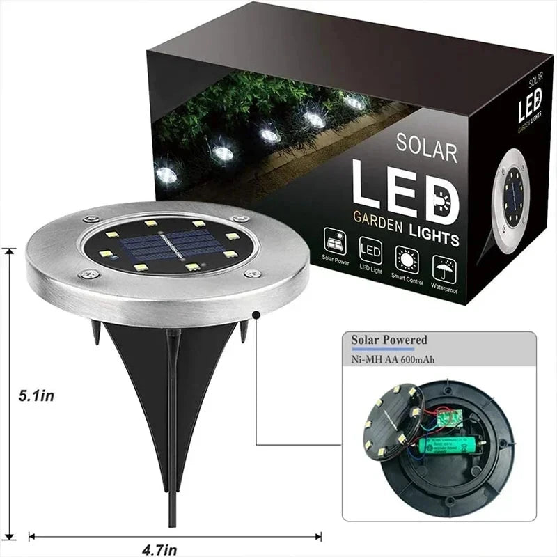 Solar LED Floor Lamp 8LED Outdoor Lawn Light Waterproof Underground Lamps for Lawn Decoration Garden Terrace Courtyard