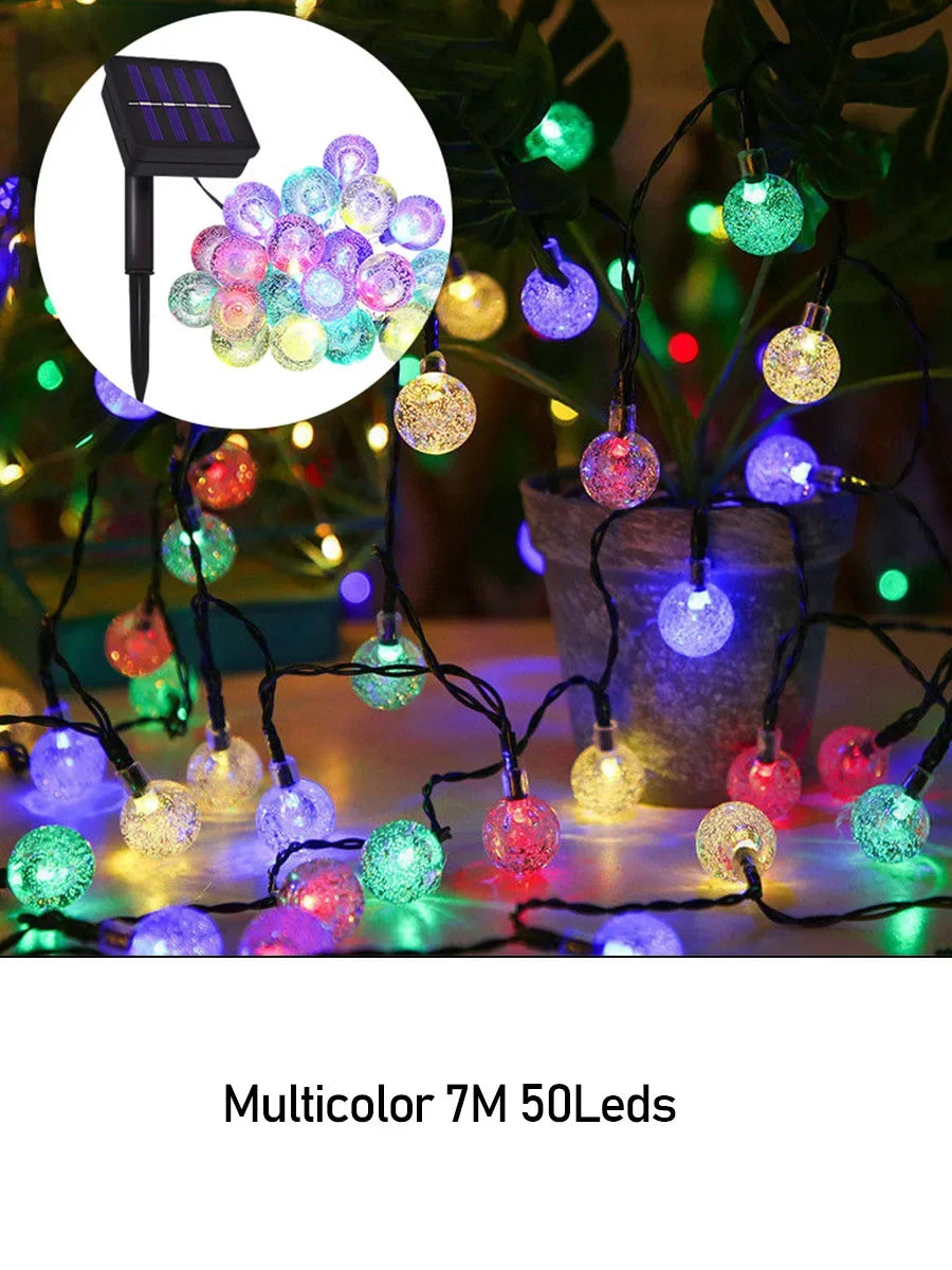 Solar Crystal Globe Ball Fairy Lamps 8 modes String Lights Outdoor Waterproof Solar Powered Patio Light for Garden Party Decor