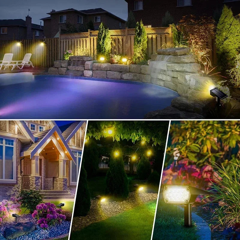 2/4Pcs Solar Powered 53LED Lamp Adjustable Solar Spotlight In-Ground IP65 Waterproof Landscape Wall Light Outdoor Lighting