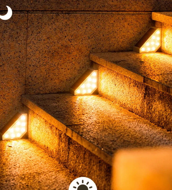 Solar Stair Lights with Motion Sensor Waterproof IP67 3 Mode RGB Color Changing Step Light LED Lights for Steps Patio Garden