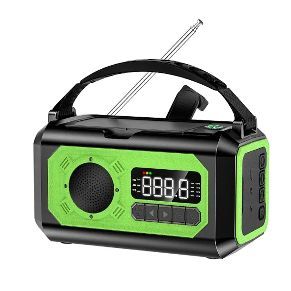 12000mAh AM/FM/NOAA Weather Radio with 2 Solar Panels Solar Hand Crank Portable Emergency Radio Reading Lamp for Outdoor Camping