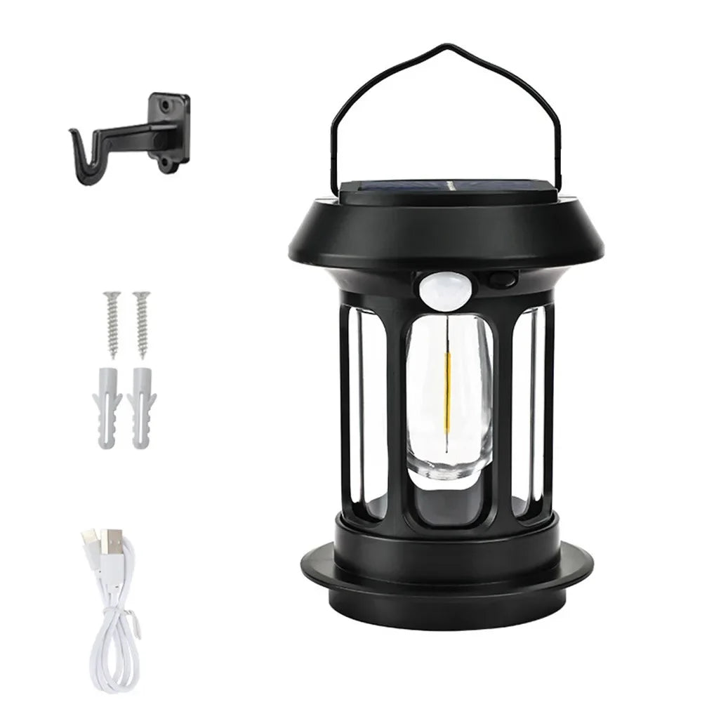 Solar Camping Lighting LED Light Portable Retro Camping Lantern Waterproof Outdoor Garden Lawn Path Lighting Decorative Light