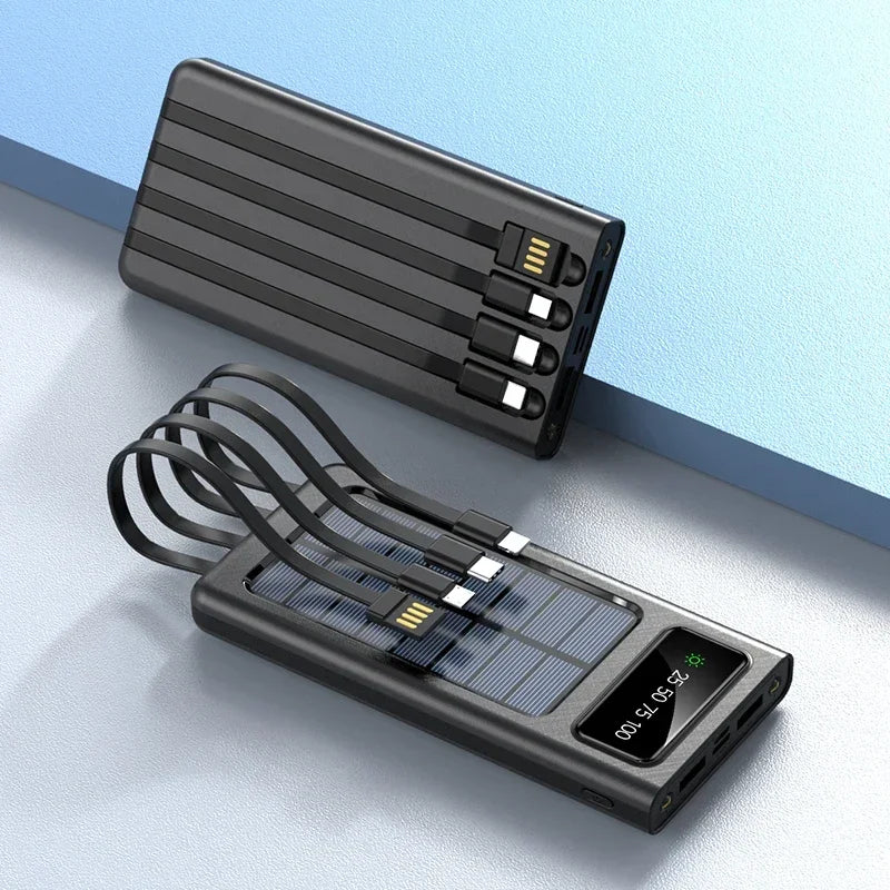 200000mAh Solar Power Bank Large Capacity Mobile Charging Outdoor Fast Charging 2 LED Light Suitable For iPhone Xiaomi Huawei