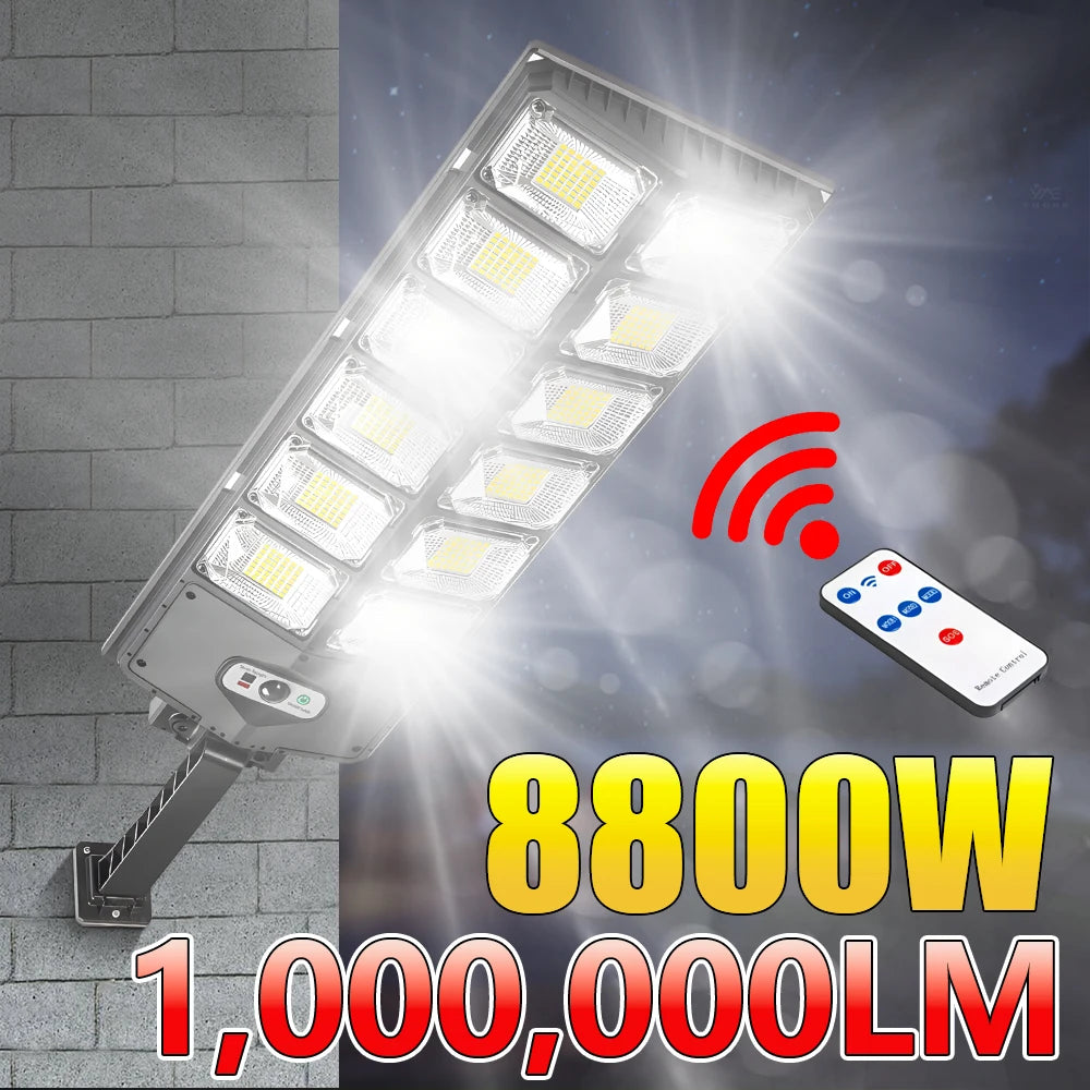 8800W Powerful Solar Street Light Motion Sensor Solar LED Light Outdoor Waterproof Wall Light Garden Decoration Balcony Lighting