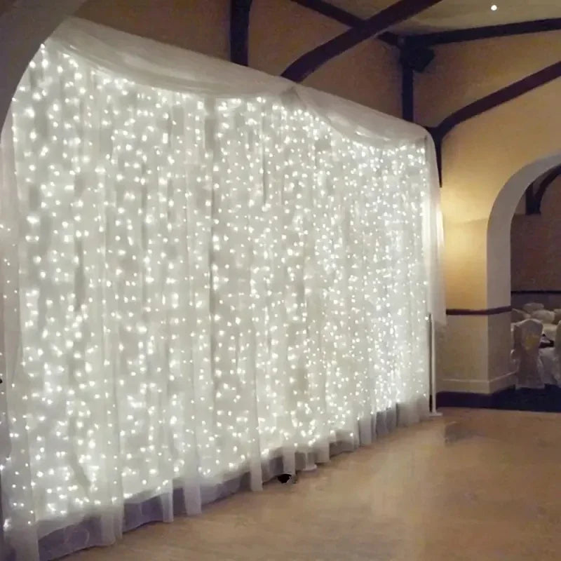6M/3M LED Curtain Fairy Lights,8 Lighting Modes,Outdoor/Indoor Decoration for Christmas Wedding Party,Garden,Living Room,Bedroom