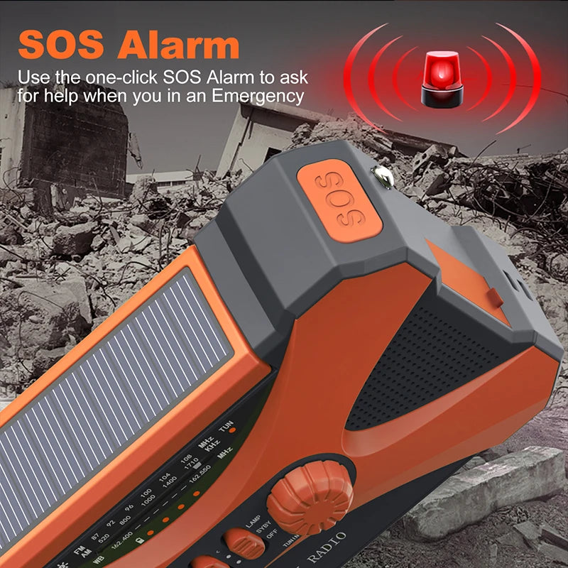 10000mAh Emergency Solar Power Radio Hand Crank Radio AM/FM/NOAA Global receiver High Quality LED Torch Reading Light SOS Alarm