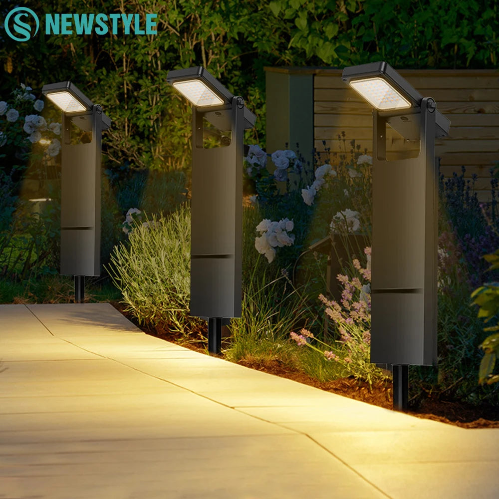 Solar Pathway Lights Outdoor Adjustable Head Solar Path Lights 4Modes 2200 MAh Waterproof Solar Powered Landscape Light Garden