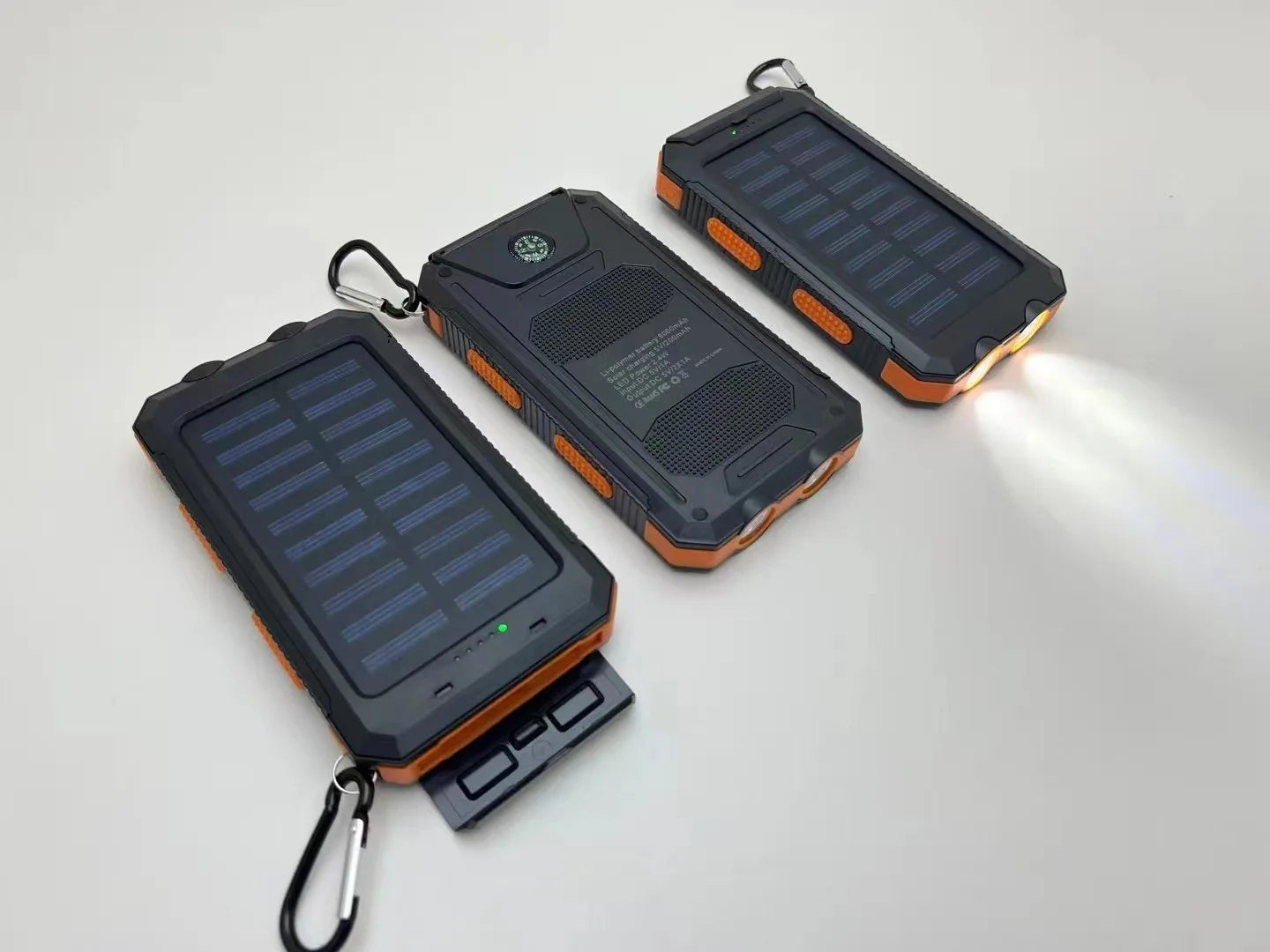 200000mAh Large Capacity Solar Power Bank New Portable With Lanyard Compass External Battery Outdoor Camping Charging Powerbank