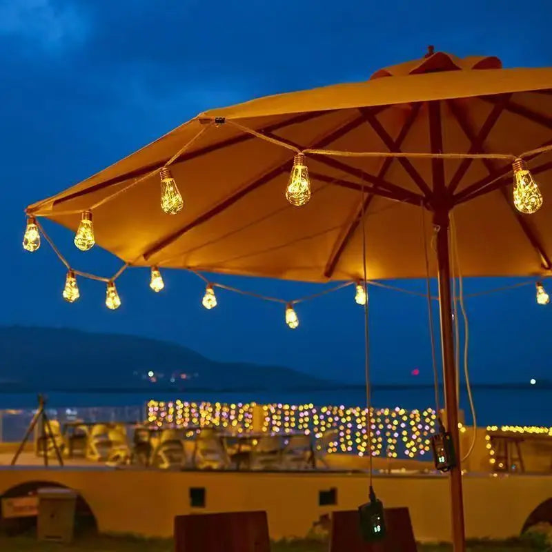 Solar Ball Lights 8M USB Charging 10 LEDs/Bulb 8 Modes Remote Control Waterproof Outdoor Decoration Warm White+RGB