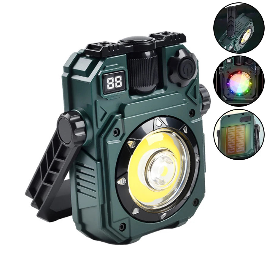 Solar Camping Lamp with Magnet & AdjustableBracket,5 Modes Outdoor Waterproof Lantern for Tent, Hiking, & Emergency Lighting