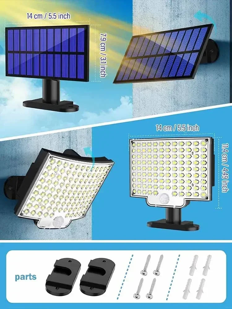 Solar Flood Lights Outdoor 106/280 LED Solar Motion Lights Remote Solar Security Lights Wall Light Waterproof 3 Modes Garden