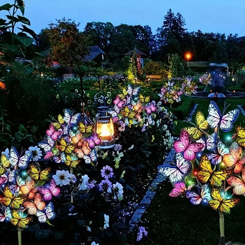 Solar Butterfly Tree Lights Outdoor Decorative Solar Garden Light Yard Lawn Waterproof Sunlight Festival Wedding Roof Decoration
