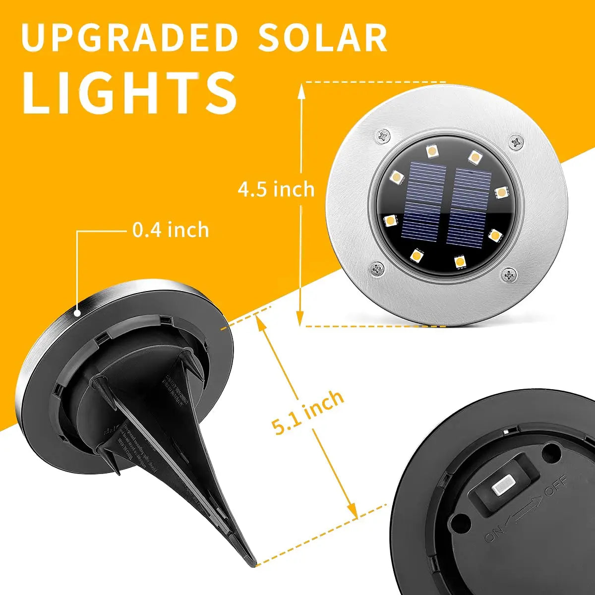 8LED Solar Garden Lights Outdoor Waterproof Sidewalk Disk Bright In-Ground Landscape Lighting for Lawn Patio Pathway Yard Steps