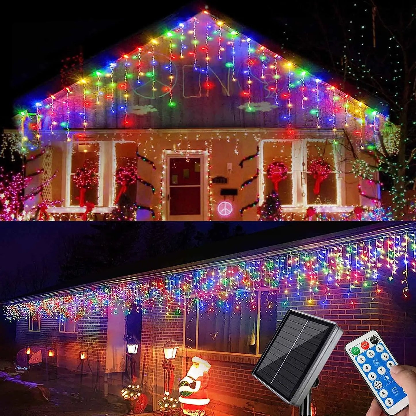 Solar Outdoor Light Garland Christmas Decorations 2023 Street Garland 8 Modes Festoon Led Light String with Remote Control