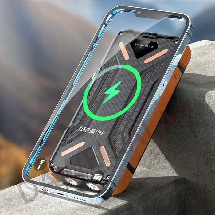 Solar Power Bank 99000mAh External Battery LED SOS Flashlight FAST Charging Portable Waterproof Powerbank for Smart Mobile Phone