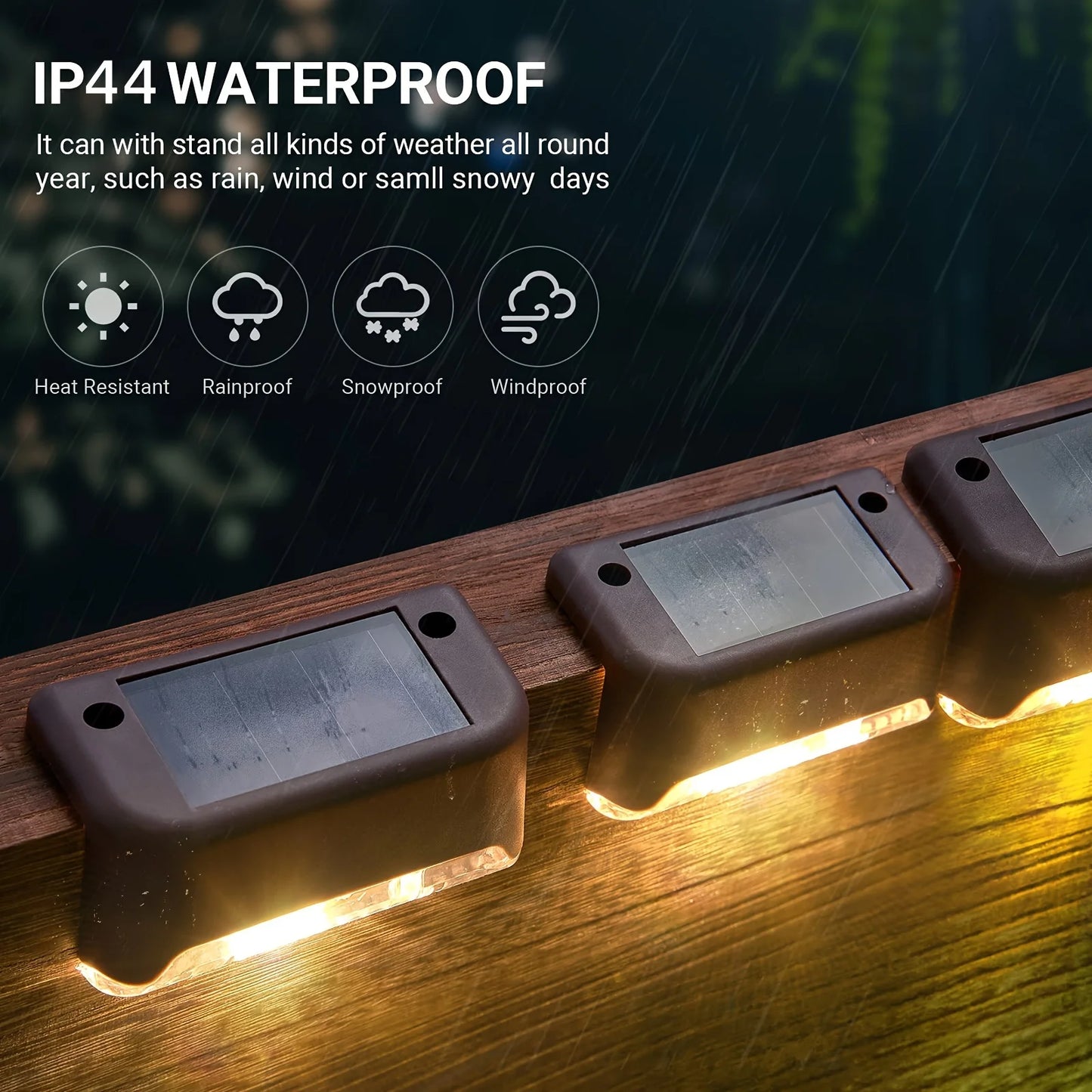 1~24PCs Solar Deck Lights Outdoor Waterproof LED Garden Step Light Stair Decorative Fence Lighting Patio Stairs Railing Pathway