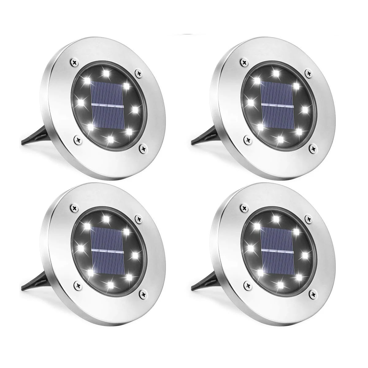 2-16 Pack Solar Ground Lights Outdoor 8 LED Waterproof Garden In-ground Pathway Landscape Lighting for Lawn Deck Patio Walkway