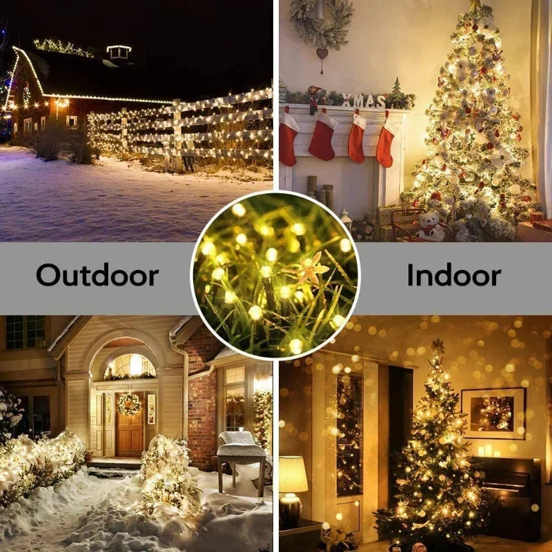 Led Solar String Lights Outdoor Solar Christmas Lights 8 Modes Twinkle Fairy Lights for Xmas Tree Garden Wedding Decoration