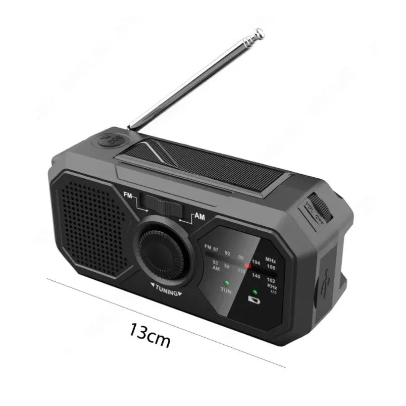 Portable Radio with Flashlights Durable Solar Powered Hand-Cranked Radio Wind Up Solar Radio for Outdoor Camping Survival