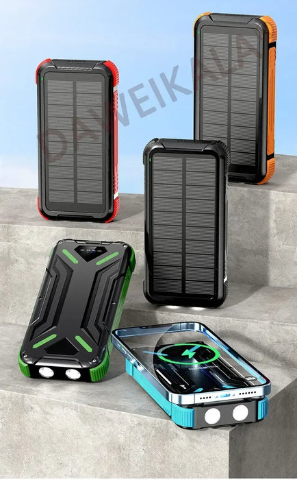 Solar Power Bank 99000mAh External Battery LED SOS Flashlight FAST Charging Portable Waterproof Powerbank for Smart Mobile Phone