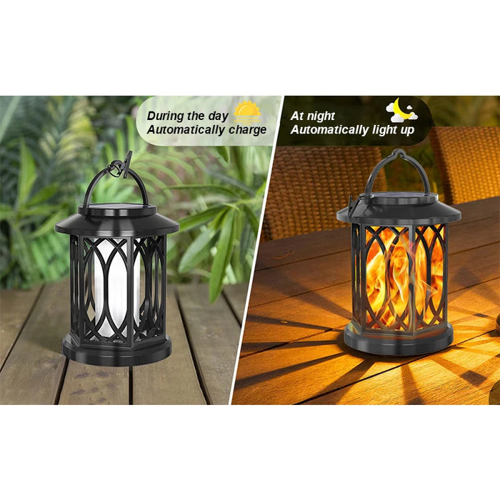 Dancing Flame Solar Lantern Outdoor Solar Flame Lamp Clip Lantern Landscape Pendant Lamp High-power Street Lamp Courtyard Lights