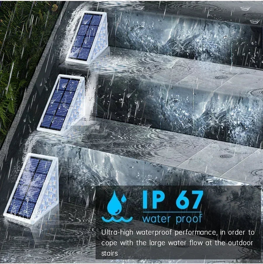 Warm Light LED Solar Step Lamp Path Stair Outdoor Garden Lights Waterproof Balcony Light Decoration for Patio Stair Fence Light