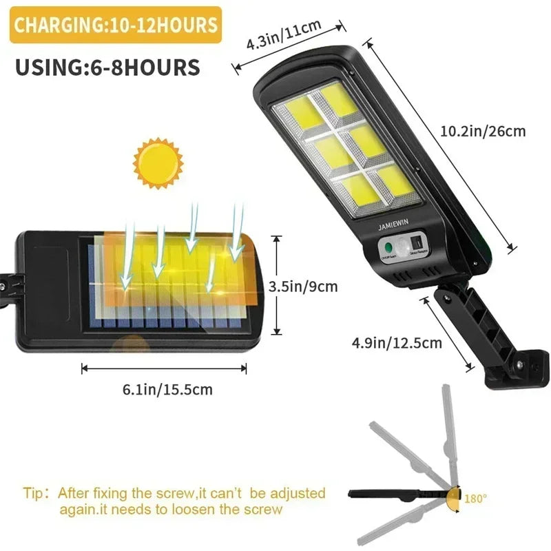 Solar Street Lights Outdoor 108COB LED Solar Wall Lamp With 3 Lighting Mode Motion Sensor Security for Garden Patio Path Yard