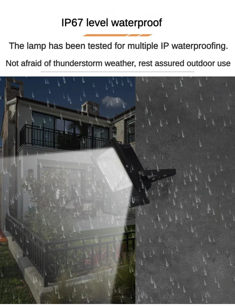 Solar Flood Lights 50W 100W 200W 300W 500W Outdoor Remote Control IP67 Waterproof Solar Power Wall Lamp Street Garden Decoration