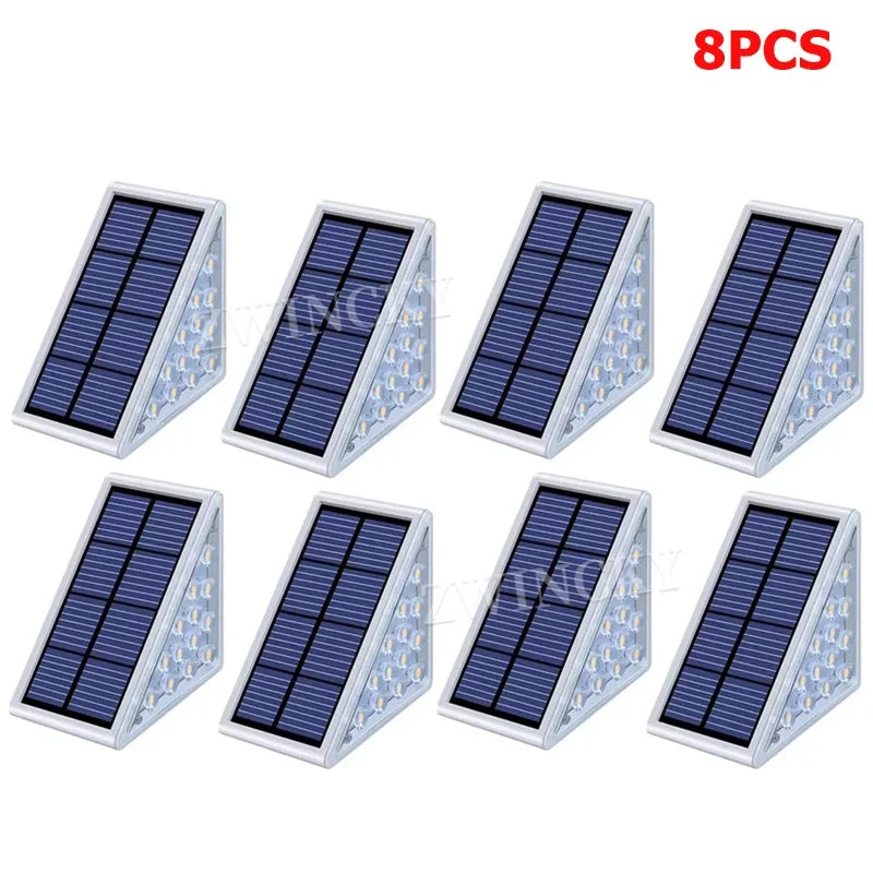 Solar Step Lights for Outside White/Warm Solar Stair Light Outdoor Waterproof IP67 Solar Lights for Steps Stair Patio Yard Porch