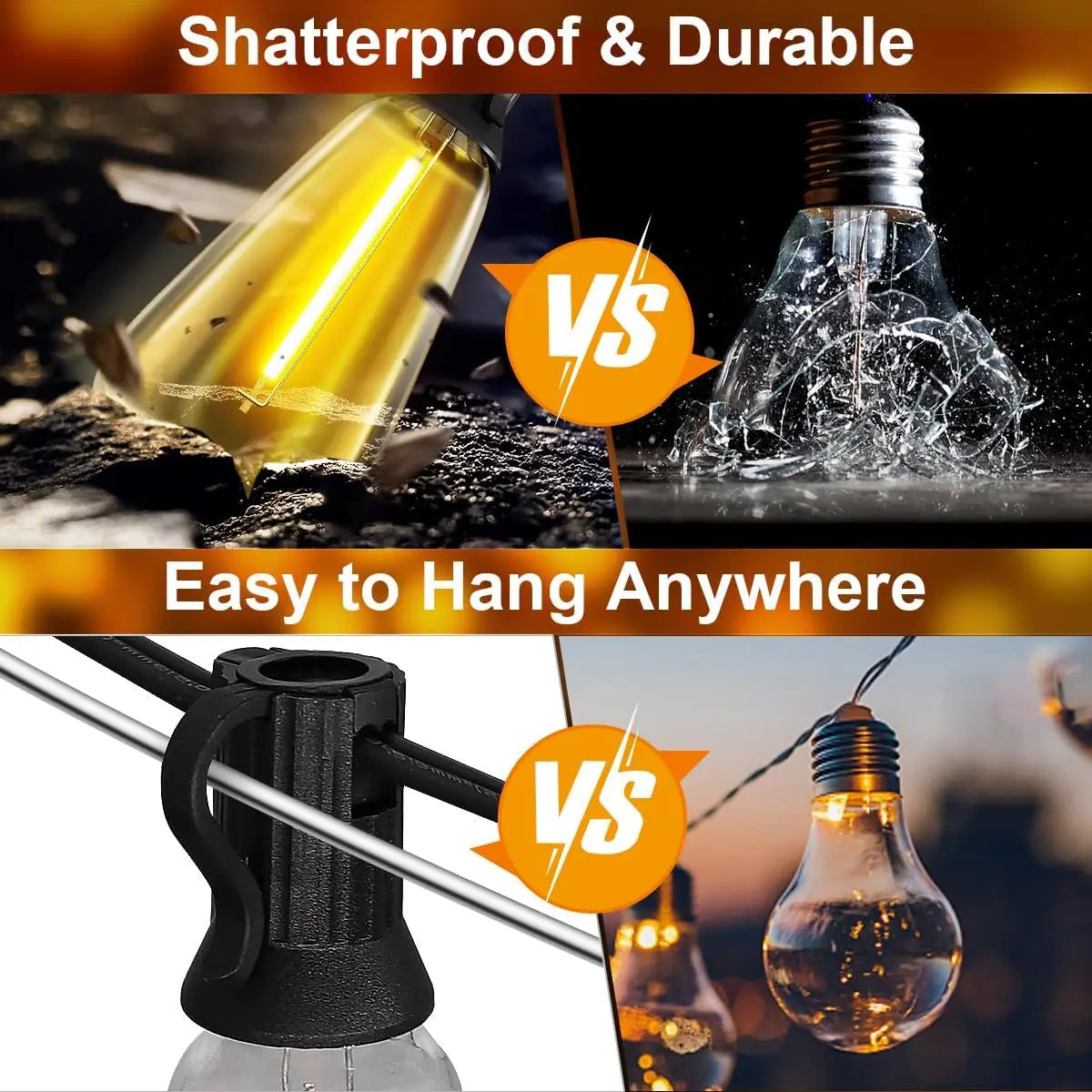 12M/9.5M Solar String Lights Outdoor with Remote, ST38 Patio Lamp & LED IP65 Shatterproof Bulbs, 8 Light Modes for Garden Party