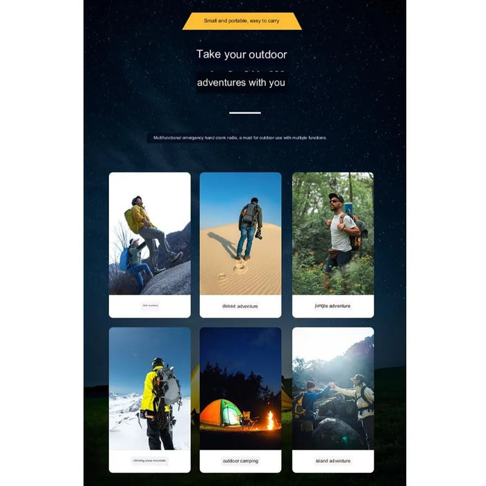 2000mAh Solar Emergency Radio AM FM NOAA Power Bank Portable Weather Radio Multi-band LED Flashlight SOS Outside Radio Universal