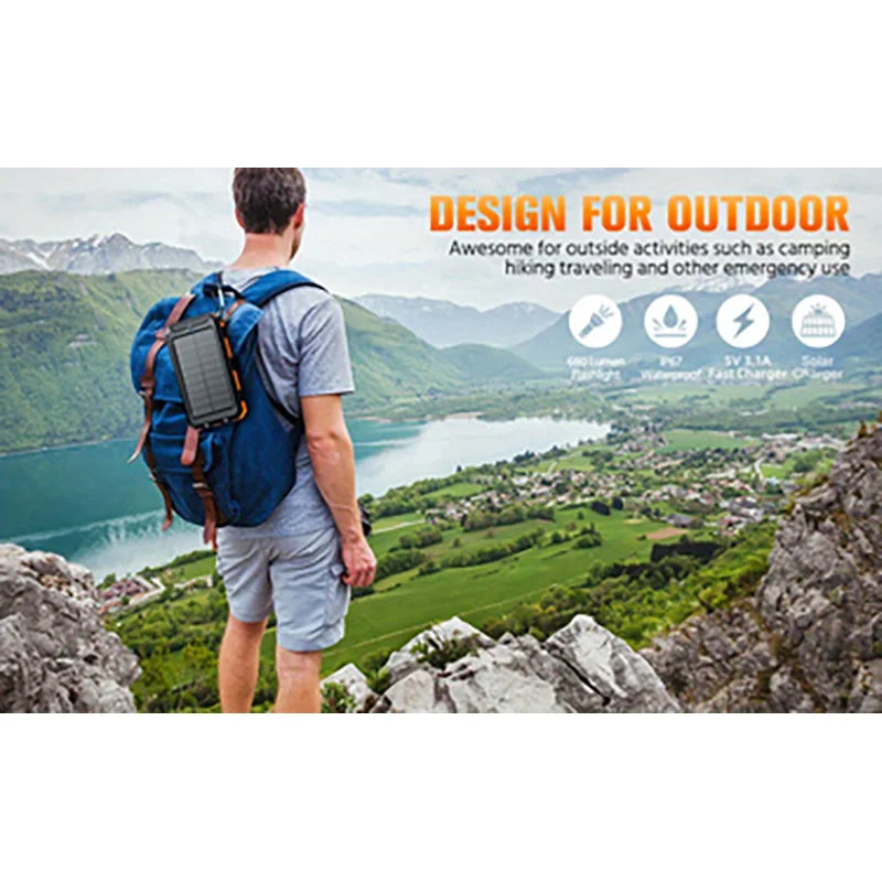 Xiaomi Solar Power Bank 50000mAh Portable Charging Poverbank External Battery Charger Strong Light LDE Light for iphone Huawei