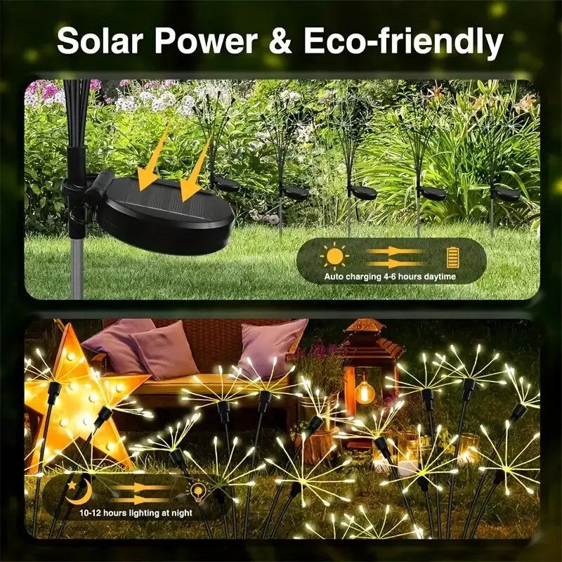 1PC Solar LED Floral Firework Garden Lights Outdoor Waterproof Lawn Lamp,Landscape Lighting For Yard,Terrace,Balcony,Path,Park