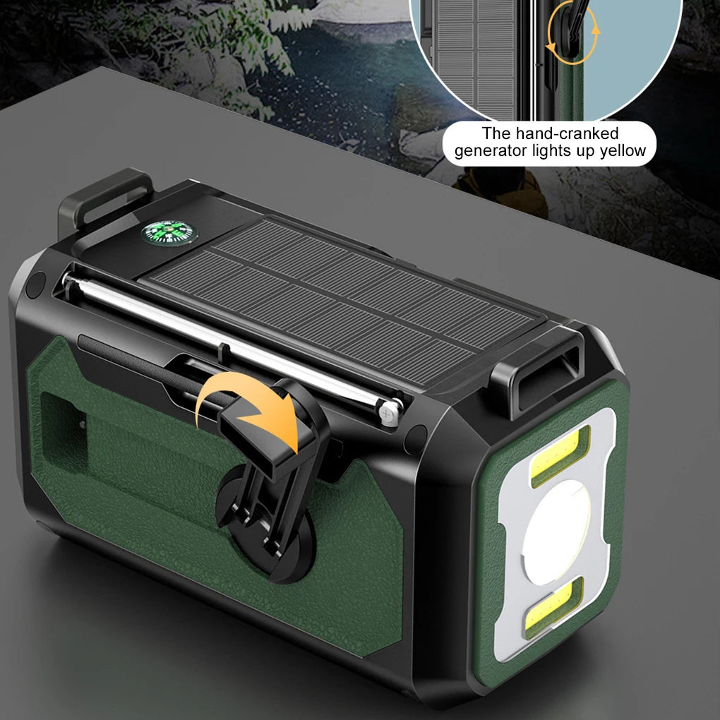 12000mAh Weather Radio AM/FM/NOAA Multifunction Radio Hand Crank Solar Portable Emergency Radio Reading Lamp for Outdoor Camping
