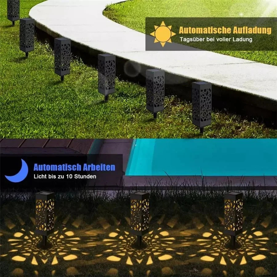 New 2/4/6pcs Solar Garden Light Waterproof Hollowing Out Patio Pathway Lawn Landscape Lamps Home Decoration Outdoor Solar Lights