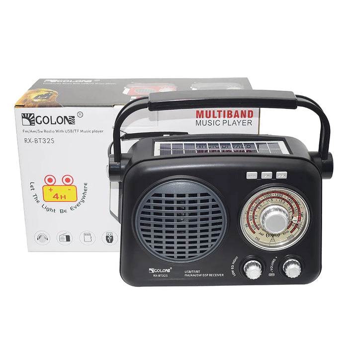 Solar radio FM AM SW 3-way player with mobile phone charging and flashlight MP3 USB TF card multi-function wireless Bluetooth