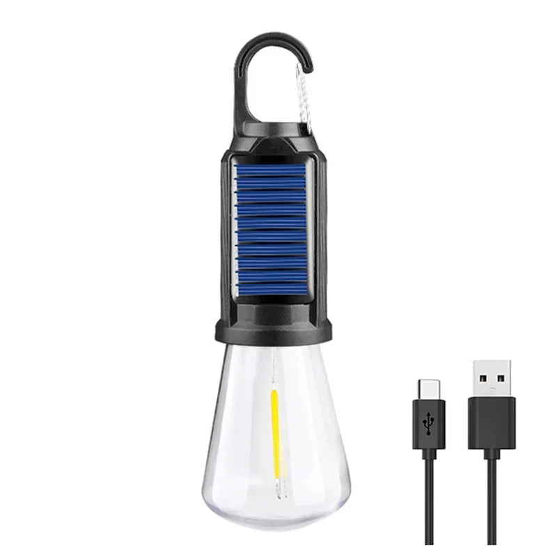 Outdoor Solar Powered LED Lamp Bulbs USB Charging Camping Light Portable Night Lights Waterproof Flashlight Fishing Essentials