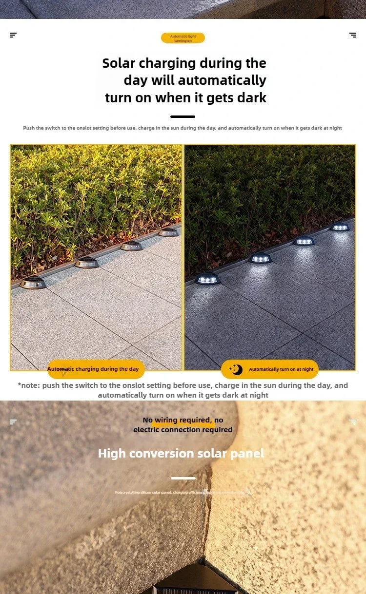 Outdoor Solar Step Lamp LED Decorative Lighting for Home Garden Staircase Patio Walkway Steps - Energy Efficient Garden Lights